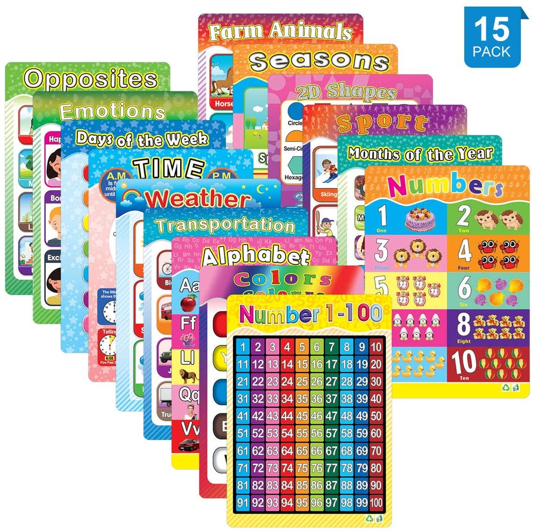 Educational Posters Laminated - 15 Pack